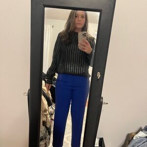 Black and Silver Striped Women's Top